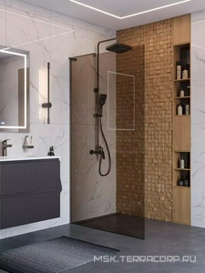 Душевая перегородка 1000хh2000мм, правая/левая, (стекло бронза 8мм, поперечный, фурнит. цв.оружейная сталь), Liberta ZZ BelBagno UNO UNO-L-1-TB-100-BR-GM