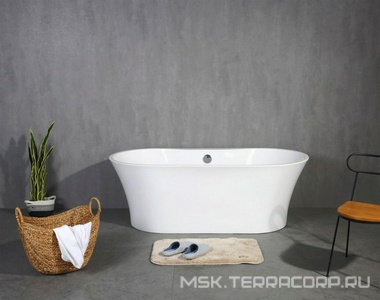 Ванна 1500x740xh590мм, акрил, отдельностоящая, цв.белый, слив-перелив цв.хром в комплекте, BelBagno ZZ BelBagno Универсал BB201-1500-800