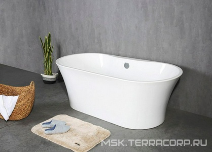 Ванна 1500x740xh590мм, акрил, отдельностоящая, цв.белый, слив-перелив цв.хром в комплекте, BelBagno ZZ BelBagno Универсал BB201-1500-800