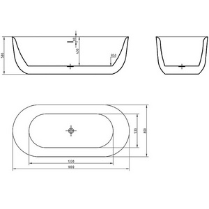 Ванна 1800х800хh580мм, отдельностоящая, интегрированный слив-перелив, донный клапан цв.хром в компл., (акрил цв.белый), BelBagno ZZ BelBagno Универсал BB706-1800-800