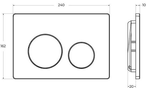Кнопка двойного смыва для инсталляции подвесного унитаза, только для инстал. арт.BB-101-M.., (цв.черный матовый), BelBagno BelBagno Универсал BB-03C-NERO.M