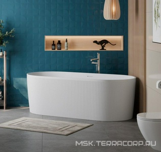 Ванна 1700x800xh580мм, отдельностоящая, слив-перелив, пробка слива цв.хром в компл., (акрил цв.белый матовый), BelBagno ZZ BelBagno Универсал BB411-1700-800-MATT