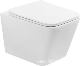 Унитаз подвесной, безободковый, смыв Tornado, 53х35.5см, сиденье с микролифтом, крепеж в компл., (цв.белый глянц.), Rechteck ZZ