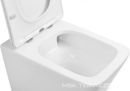 Унитаз подвесной, безободковый, смыв Tornado, 53х35.5см, сиденье с микролифтом, крепеж в компл., (цв.белый глянц.),  ZZ Abber Rechteck AC1201T