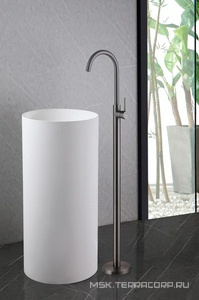 Смеситель для раковины, напольный, без д/к, внутрен.часть в компл., (цв.никель),  ZZ Abber Kreis AF8141NG