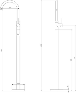 Смеситель для раковины, напольный, без д/к, внутрен.часть в компл., (цв.никель),  ZZ Abber Kreis AF8141NG