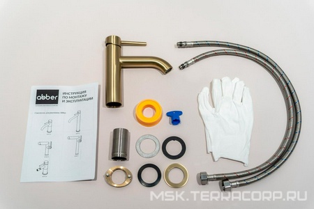 Смеситель для раковины, (цв.золото матовое),  ZZ Abber Kreis AF8110G