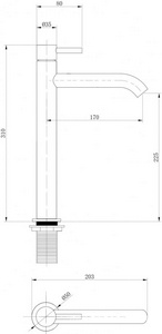 Смеситель для раковины, Высокий, без д/к, (цв.золото матовое),  ZZ Abber Wasser Kreis AF8111G