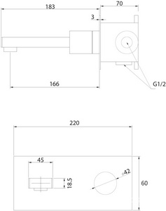 Смеситель для раковины, встраиваемый в стену, внутрен. часть в компл., (цв.золото матовое),  ZZ Abber Rund AF8712G