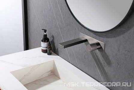 Смеситель для раковины, встраиваемый в стену, внутрен. часть в компл., (цв.никель),  ZZ Abber Rund AF8712NG