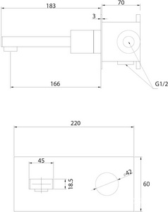Смеситель для раковины, встраиваемый в стену, внутрен. часть в компл., (цв.никель),  ZZ Abber Rund AF8712NG