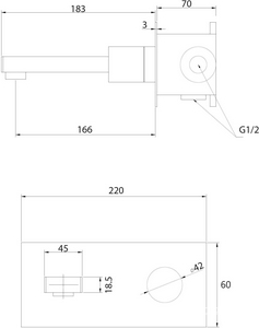 Смеситель для раковины, встраиваемый в стену, внутрен. часть в компл., (цв.хром),  ZZ Abber Rund AF8712