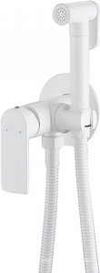 Смеситель совмещ. с гигиенич. душем, готовый к-т: лейка, шланг, скрытая часть, (цв.белый матовый),  ZZ Abber Weiss Insel AF8025W