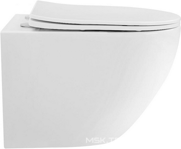 Унитаз подвесной, безободковый, смыв Tornado, 49х35,5см, сиденье с микролифтом, крепеж в компл, (цв.белый глянц.),  ZZ Abber Bequem AC1100T