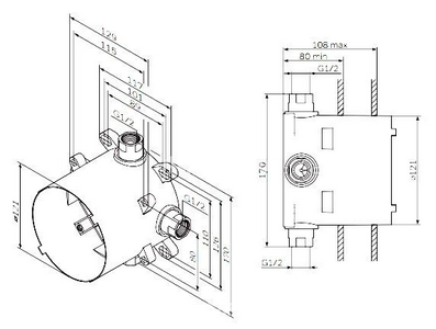 Встраиваемый модуль скрытого монтажа MultiDock для встаиваемого смесителя KL AMPM Универсал F100100