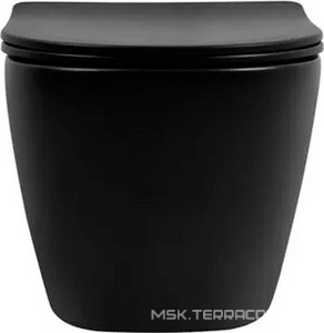 Унитаз подвесной, безободковый, смыв Tornado, 49х35,5см, сиденье с микролифтом, крепеж в компл, (цв.черный матовый),  ZZ Abber Bequem AC1100TMB