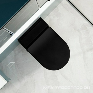 Унитаз подвесной, с импульсным смывом, 58х36см, сиденье с микролифтом, крепеж в компл, (цв.черный матовый),  ZZ Abber Bequem AC1108PMB