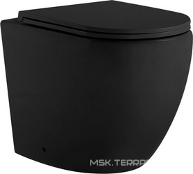 Унитаз приставной, безободковый, смыв Tornado, 56х36х42см, сиденье с микролифтом, крепеж в компл, (цв.черный матовый), Bequem ZZ