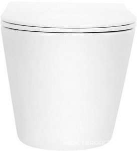 Унитаз подвесной, безободковый, смыв Tornado, 49х35,5см, сиденье с микролифтом, крепеж в компл, (цв.белый матовый),  ZZ Abber Bequem AC1102TMW