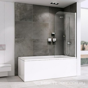 Шторка на ванну, распашная, 800хh1400мм, правая/левая, (стекло прозрачное 6мм, профиль цв.хром),  ZZ Abber Ewiges Wasser AG52080