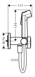Гигиенический душ со смесителем, БЕЗ скрытой части арт.29235180, (лейка с кнопкой, кронштейн, шланг 125см), (цв.матовый белый), S 1jet, EcoSmart+ ZZ Hansgrohe Универсал 29232700