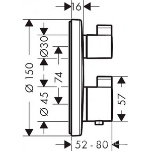 Термостат с запорным вентилем для 1 потребителя (встраив. наружняя часть, БЕЗ iBox арт. 01800180, цв. хром),  ZZ Hansgrohe Ecostat S 15757000