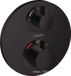 Термостат встраив. в стену для 2 потребителя, запорно-перекл.устройство, наружняя часть, БЕЗ скрытой части арт.01800180,(цв.матов.черный), ZZ Hansgrohe Ecostat S 15758670