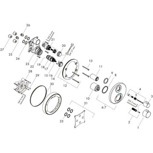 Термостат встраив. в стену для 2 потребителя, запорно-перекл.устройство, наружняя часть, БЕЗ скрытой части арт.01800180,(цв.хром), ZZ Hansgrohe Ecostat S 15758000