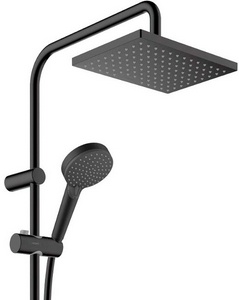 Смеситель для душа (термостат) со стационарным верхним душем 230х170мм, ручной душ,шланг в компл, (цв.мат.черный),  Showerpipe 230 1jet ZZ Hansgrohe Vernis Shape 26286670