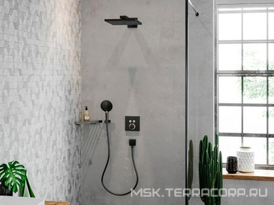 Шланговое подсоединение 1/2, с клапаном обратного потока, (цв.черный матовый), Fixfit Square ZZ Hansgrohe Универсал 26455670