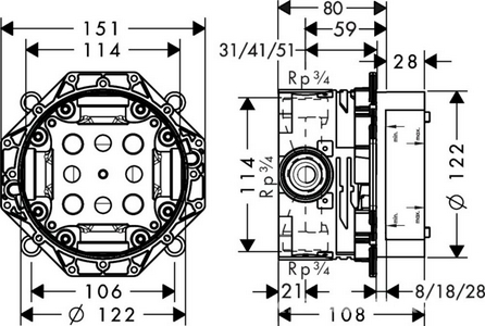 Скрытая часть ibox universal, HG ZZ Hansgrohe Ibox Universal 01700180