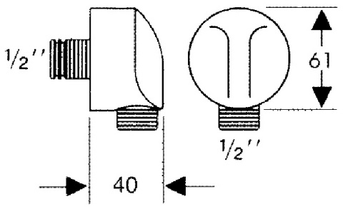 Шланговое подсоединение, без клапана обратного тока E, (цв.шлиф.бронза),  de Luxe 1/2", Hansgrohe ZZ Hansgrohe Fixfit 27454140