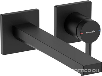 Смеситель для раковины, встраиваемый в стену, излив 225мм, внешняя часть (БЕЗ внутр. части –  арт. 13622180), (цв.матовый черный),  ZZ Hansgrohe Tecturis E 73051670