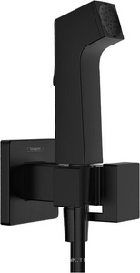 Гигиенический душ со смесителем: готов.комплект - лейка с кнопкой, кронштейн, шланг 125см, скрытая часть, (цв.матовый черный), Bidette E 1jet ZZ Hansgrohe Универсал 29233670S  (Sanopt)     (29233670+29235180)