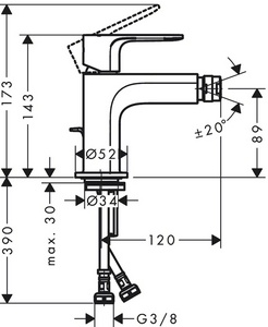 Смеситель для биде, с д/к, (цв.матовый черный),  ZZ Hansgrohe Rebris E 72211670