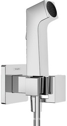 Гигиенический душ со смесителем: готов.комплект - лейка с кнопкой, кронштейн, шланг 125см, скрытая часть, (цв.хром), Bidette E 1jet ZZ Hansgrohe Универсал 29233000S  (Sanopt)     (29233000+29235180)