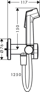 Гигиенический душ со смесителем, скрытая часть, лейка с кнопкой, кронштейн, шланг 125см, (цв.хром), S 1jet, EcoSmart+ (Sanopt) ZZ Hansgrohe Универсал 29232000S  (Sanopt)