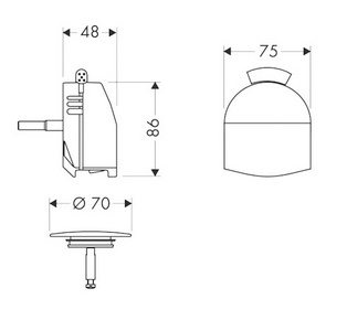 Ручка управления сливом / внешняя часть излива и пробка сливного отверстия для слива-перелива д/в, (цв.хром), Exafill plus ZZ Hansgrohe Exafill Plus 58128000