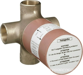 Скрытая часть переключателя, 1 вход, 3 выхода, одновременно могут работать 2 выхода, 3/4, расход 65 л/м, Hansgrohe ZZ Hansgrohe Комплектующие 15930180