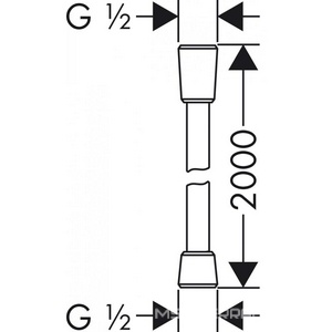 Шланг для душа, пластиковый с гладкой поверхностью под металл, с защитой от перекручивания, 2.00м, 1/2 x 1/2, (цв.хром), Isiflex Hansgrohe Hansgrohe Универсал 28274000