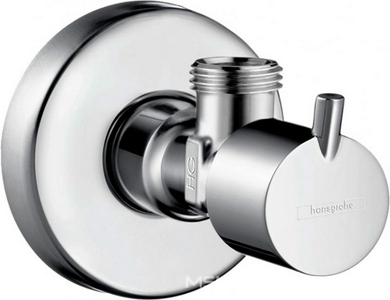 Кран-перекрыватель для подкл. смесителя д/раковины/биде, 1/2 х 3/8, цанга, розетка в компл., (цв.хром), HG ZZ Hansgrohe Универсал 13901000