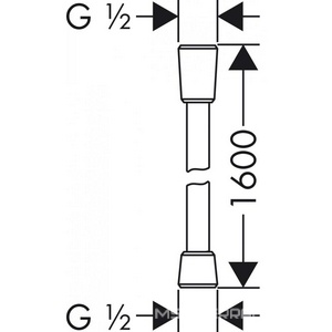 Шланг для душа, пластиковый с гладкой поверхностью под металл, с защитой от перекручивания, 1,6м, 1/2 x 1/2, (цв.хром), Isiflex Hansgrohe Hansgrohe Комплектующие 28276000