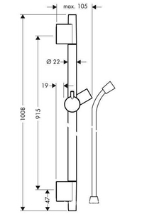 Штанга для душа h90см, шланг Isiflex 160см в компл., (цв.хром), Unica S Puro ZZ Hansgrohe Универсал 28631000