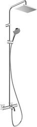 Смеситель для ванны (термостат) со стационарным верхним душем 230х170мм, ручной душ,шланг в компл, (цв.хром),  Showerpipe 230 1jet ZZ Hansgrohe Vernis Shape 26284000