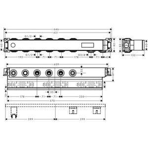 Скрытая часть встраиваемого термостатического смесителя для душа (ванны) на 4 потребителя, HG  ZZ Hansgrohe RainSelect 15312180