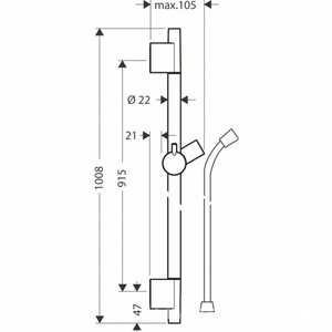 Штанга для душа h90см, шланг Isiflex 160см в компл., (цв.матовый белый), Unica S Puro ZZ Hansgrohe Универсал 28631700