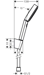 Душевой набор (ручной душ 3 типа струи, держатель, шланг 1,25м), (цв.матовый черный),  Select 105 3jet Relaxation ZZ Hansgrohe Pulsify 24302670