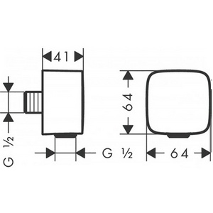 Шланговое подсоединение с защитой от обратного тока, 1/2" FixFit, (цв.шлифованная бронза), HG ZZ Hansgrohe Универсал 26457140