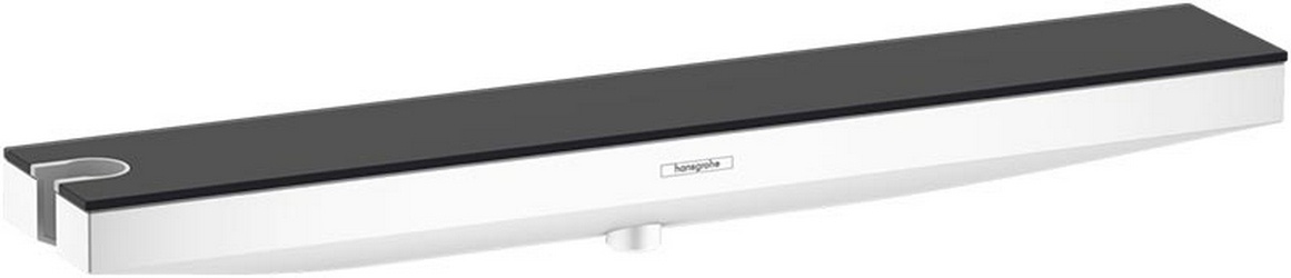 Настенный держатель с полкой, шланговое подсоединение с защитой от обратного тока 1/2" слева, (цв.матовый белый, полка цв.графитовый),  ZZ Hansgrohe Rainfinity 26843700