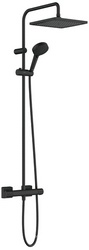 Смеситель для душа (термостат) со стац.верхним душем 240х240мм, ручной душ, шланг в компл., (цв.матовый черный),  Showerpipe 240 1jet ZZ Hansgrohe Vernis Shape 26427670